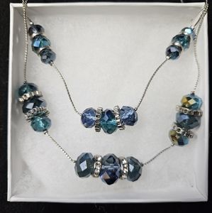 Beautiful beaded silvery and blue necklace